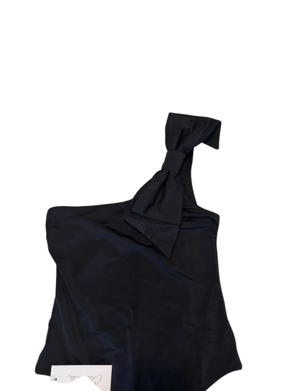 Cleobella Inga Black Bow Detail One Shoulder One Piece Bathing Suit Size Medium